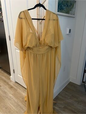Formal Gold/Mustard Chiffon Jumpsuit | JJs House | NWT
